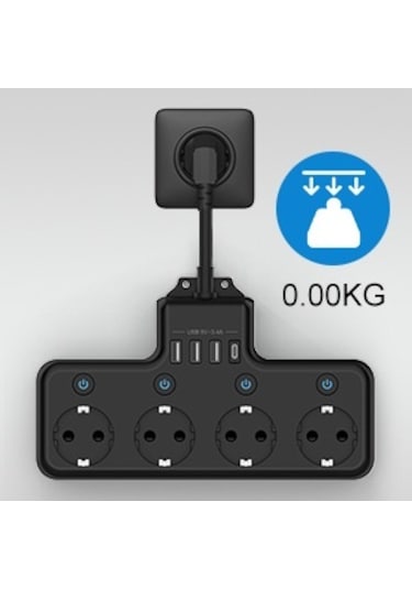 Cbtx Yeni Nesil 4000W 3 x USB, 1 x Type-C 8 in 1 Duvar Priz Termal Akım Korumalı Priz 4'lü