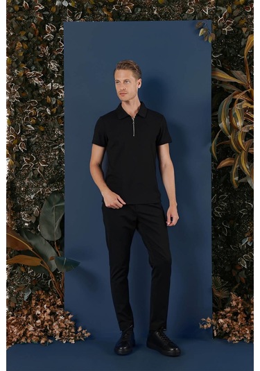 Ts 871 Slim Fit Siyah Spor T-shirt Siyah