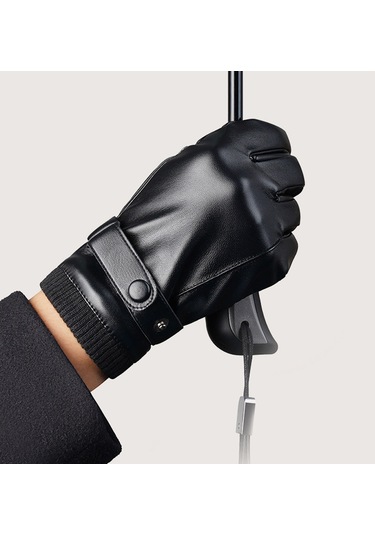 Kış Rüzgar Geçirmez Dokunmatik Ekran Suni Deri Bisiklet Eldiven 001