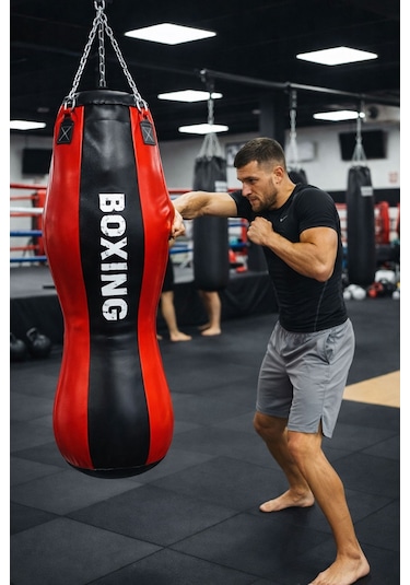 Spor Byfit Salon Tipi Özel Tasarım Mma Boks Torbası Kırmızı - Siyah