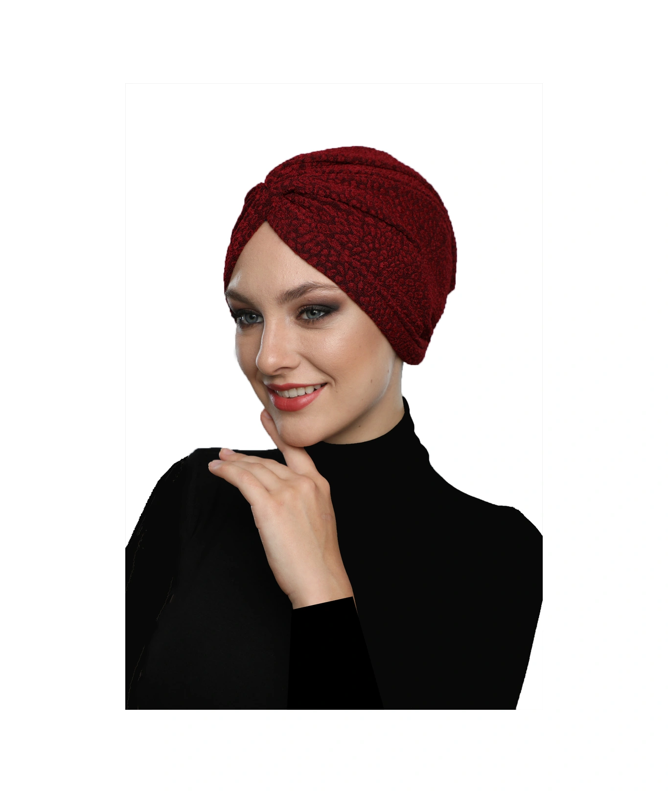 Brokar W Bordo Hazır Türban Tesettür Bone Bordo