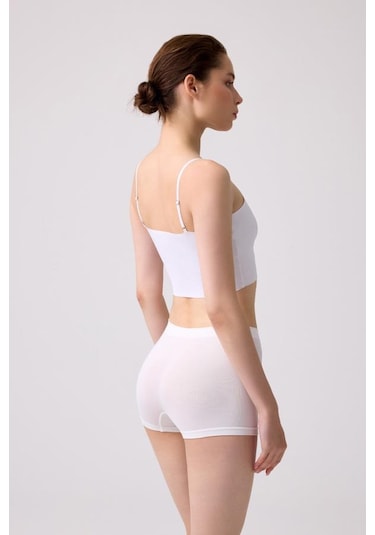 Cottonhill Premium - Kadın Beyaz Ultra-rahat Seamless Boxer Beyaz