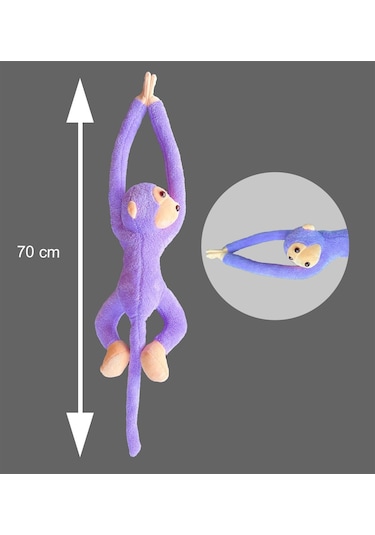 Peluş Maymun. Elleri Yapışabilen Uyku Ve Oyun Arkadaşı -70 Cm Mor