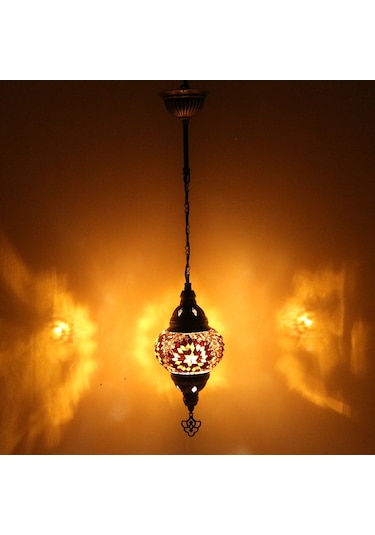 Dekoratif Otantik Mozaik Lamba Tekli Sarkıt Tavan Lambası model 4