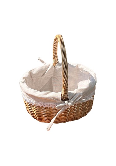 Cbtx Saplı Hasır Piknik Sepeti Söğüt El Dokuma Oyuncak Saklama L Katı Renkli Keten