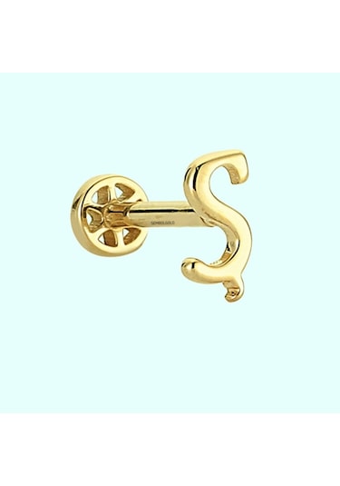 Altın Piercing -Ş- Harf 14 Ayar Tragus Altın