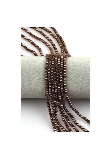 Bakır Renkli Hematit Dizi 4 Mm Küre Kesim Gümüş