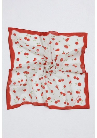 Manuka Desenli Pamuklu Fular Cherry Çok Renkli