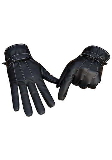 Erkek Suni Deri Eldiven Dokunmatik Ekran Uyumlu 1360 Siyah