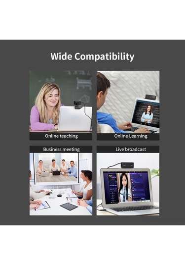 Springsun Siyah Usb Webcam 2mp, Sabit Odak, Gürültü Azaltıcı Mikrofon, Plug & Play, Masaüstü/dizüstü Uyumlu, Video Konferans İçin