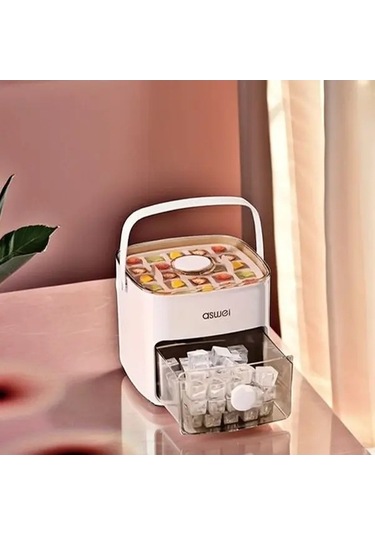 Fastbuy Büyük Kapasiteli Buz Makinesi Çok Bölmeli Tepsili, Dayanıklı Plastik, Beyaz 1 Adet Beyaz