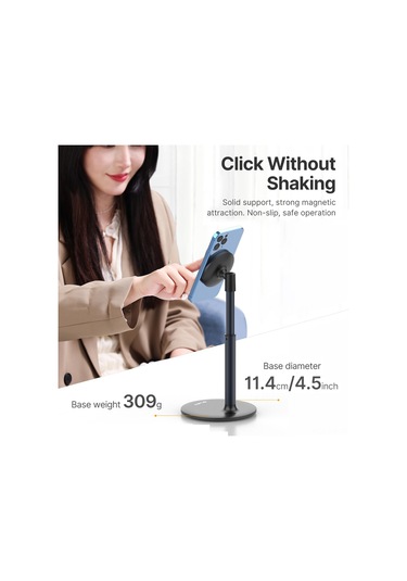 Reedark Alüminyum Masaüstü Manyetik Telefon Tutucu - 360 Açı Ayarlı Ve 2 Bölmeli Genişletilebilir 160-225mm