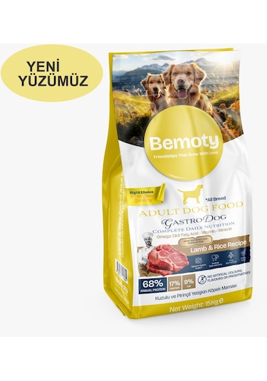 Bemoty Kuzu Etli ve Pirinçli Yetişkin Köpek Maması 15 KG
