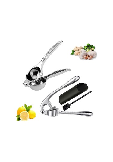 Sarımsak Ezici Ve Limon Sıkacağı Seti, Paslanmaz Çelik Sarımsak K Çok Renkli