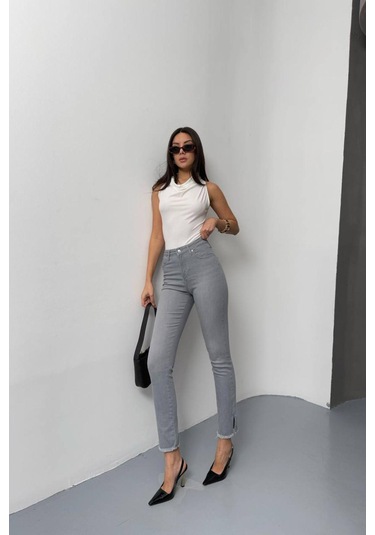 Lacarino 7413 Mia Kadın Jean Pantolon Açık Gri Lacarino 7413 Mia Kadın Jean Pantolon Açık Gri