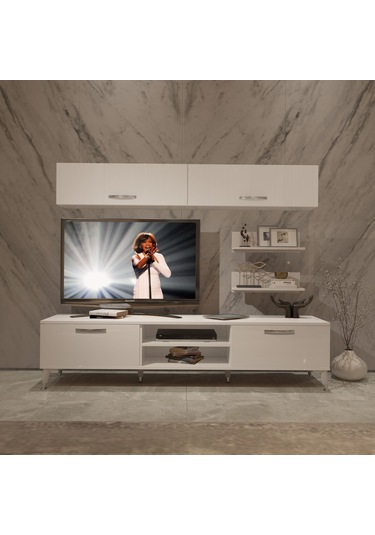 Decoraktiv Eko 5 Mdf Dvd Silver Tv Ünitesi Tv Sehpası Beyaz