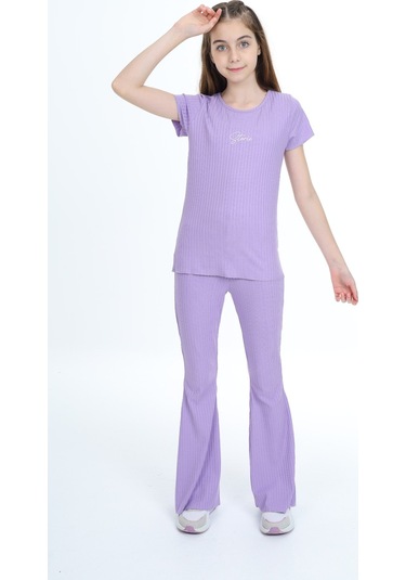 Toontoy Kız Çocuk Storie Nakışlı Eşofman Takım Lila