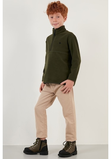 Lela Yumuşak Dokulu Fermuarlı Dik Yaka Şardonlu Kışlık Unisex Çocuk Polar 5905002 Haki Lela Yumuşak Dokulu Fermuarlı Dik Yaka Şardonlu Kışlık Unisex Çocuk Polar 5905002 Haki