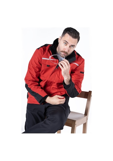 3'ü Bir Arada Mont Kırmızı - Siyah