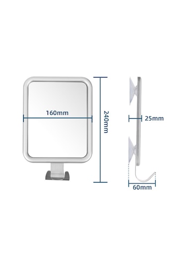 Qingmipy Banyo Aynası: Su Emici Kupa İle Sislenmeyen Tıraş Ve Makyaj Aynası, Deliksiz Tasarım Gümüş