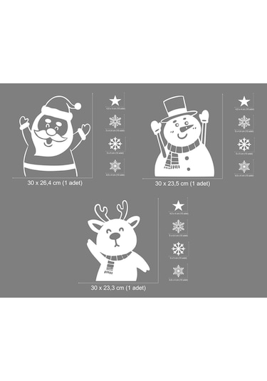 Noel Yeni Yıl Happy Christmas Yılbaşı Sevimli Geyik Noel Baba Sevimli Kardan Adam Sticker Seti