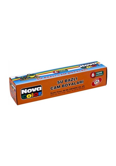 Nova Color Su Bazlı Cam Boyası 6 Renk x 25 ML. Çok Renkli