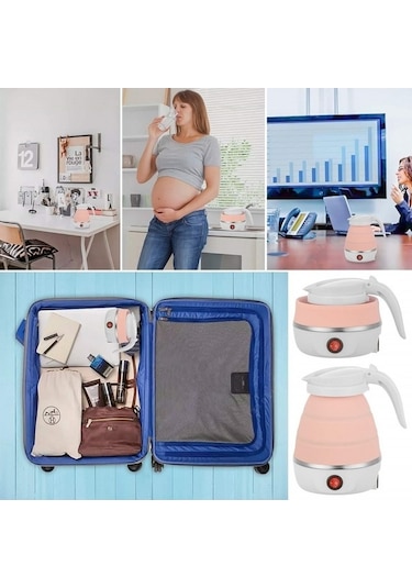 Dancemonkey Ev Seyahat İngiltere Tak İçin Taşınabilir Katlanır Silikon Elektrikli Su Isıtıcısı Beyaz, Küçük Ve Pratik