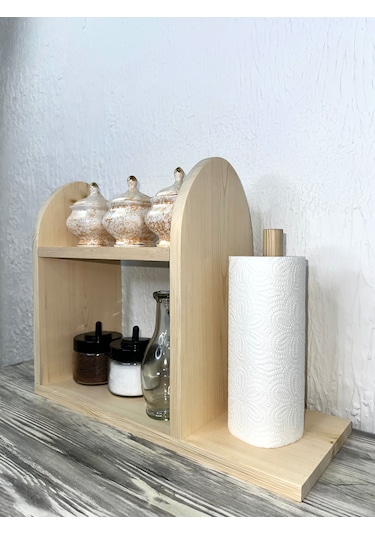 O&a Wood Doğal Ahşap Mutfak-banyo Rafı Tezgah Üstü Düzenleyici Ba