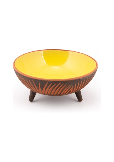 Seramik Ayaklı Sunum Tabağı 20 Cm Sarı