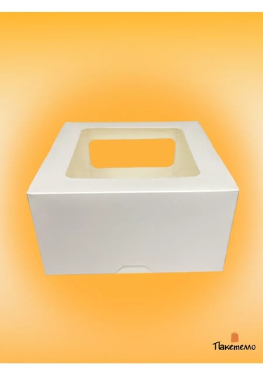 Paketello Pasta Kutusu - 240x240x100mm, Beyaz, Pencereli, 10 Adet 148186862