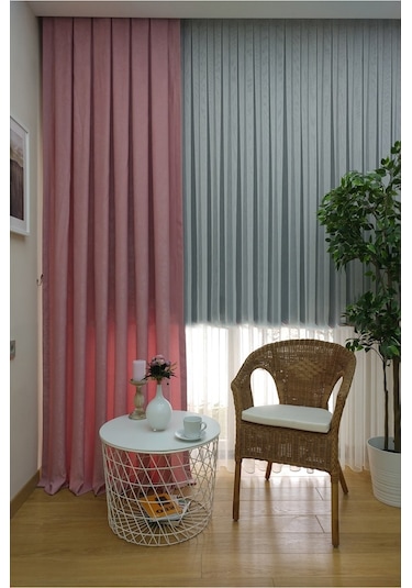 Evdepo Home Pembe Düz Renk Pileli Soft Fon Perde Pile Tek Kanat Pembe