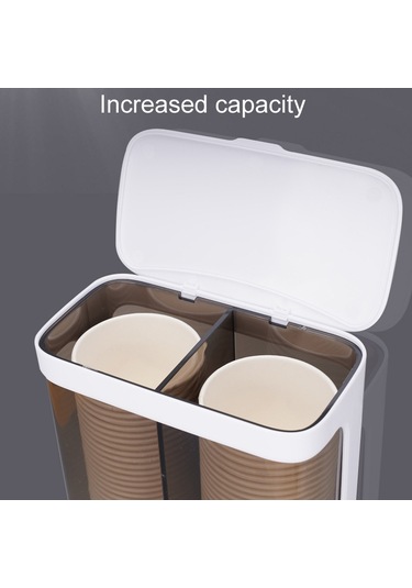 Sones Ev Tipi Tek Kullanımlık Bardak Düzenleyici Su Sebili Toz Geçirmez Duvara Monte Raf, Stil: Çift Silindir Gri Diğer