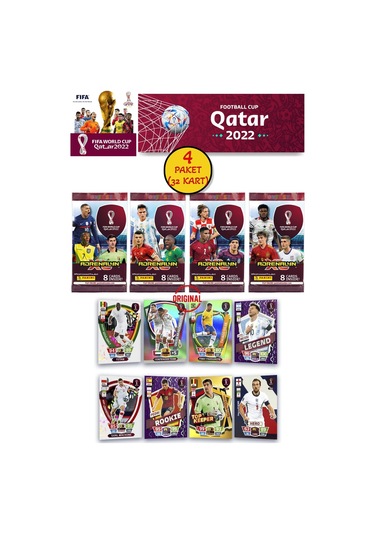 Dünya Kupası Panini Fıfa 2022 Adrenalyn Xl Qatar World Cup Trading Kartı 4 Paket 32 Kart