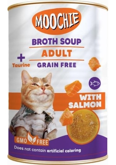 Moochie Somonlu Tahılsız Et Suyu Yetişkin Kedi Çorbası 135 ML
