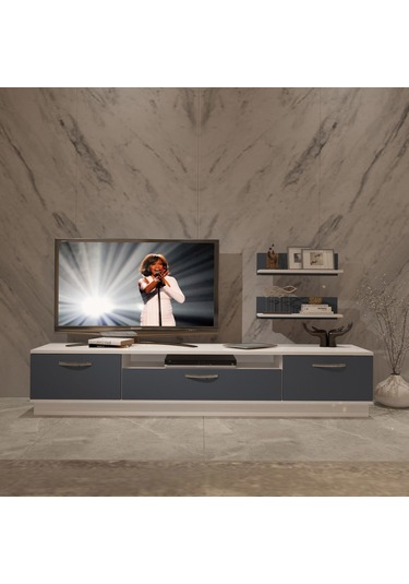 Decoraktiv Trio 4 Mdf Tv Ünitesi Tv Sehpası Beyaz - Antrasit