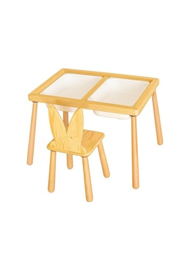 Woodnjoy Duyusal Oyun Masası + 1 Sandalye Beyaz