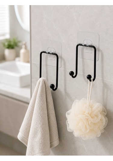 2'li Yapışkanlı Duvar Askısı Mutfak Banyo Ve Ev İçin Askılık Çok Renkli