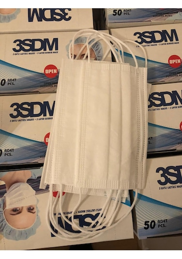 Cerrahi Maske 3 Katlı 50'Li Kutu Burun Telli Maske Ultrasonic Maske