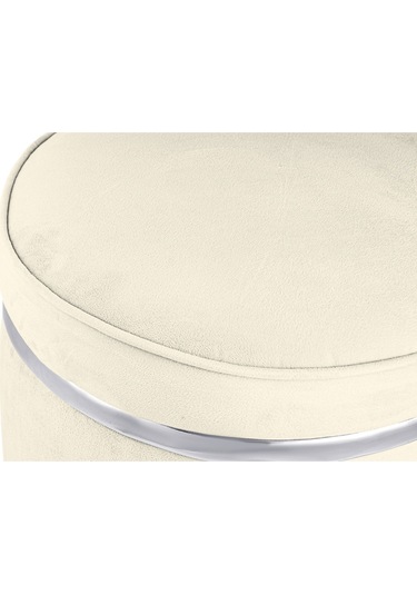 Zerafet Silver Kaplama Luxery Puf- Beyaz Babyface Kumaş Pofuduk Oturma Pufu&makyaj Pufu&bench