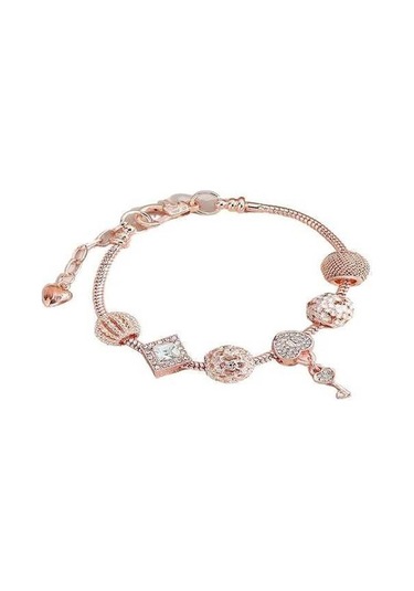 Dancemonkey Paslanmaz Çelik Bakır Alaşımlı Boncuklu Bileklik 16 Rose Gold