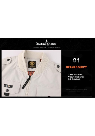 Su Geçirmez Kargo Çok Cepli Askeri Erkek Ceketi Sarı