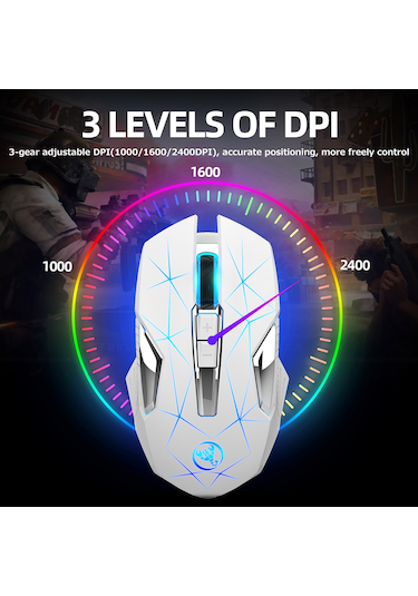 Moveevo T300 Kablosuz Fare - 2.4g Teknoloji, 3 Seviye Dpı Ayarı 1000/1600/2400 , 600mah Li-poly Batarya, Siyah Optik