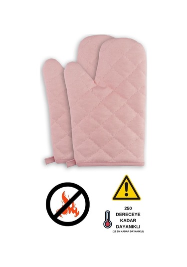 Yanmaz Ve Isıya Dayanıklı Fırın Eldiveni 2 Eldiven Pembe