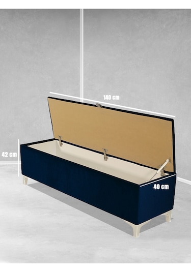 Vetra V2 Sandıklı Puf  Mavi Dilimli Model Sandıklı Bench Puf - Sandıklı Yatak Ucu Bankı