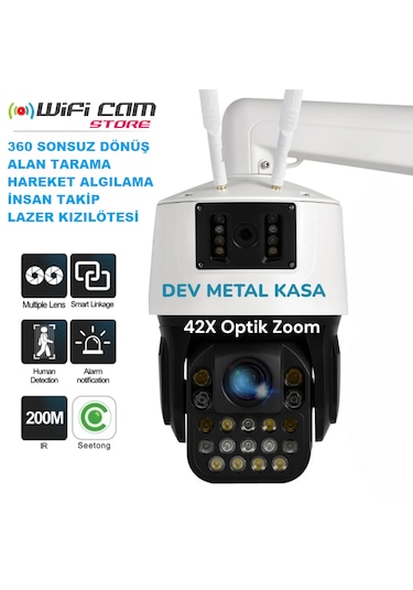 Çift Kameralı 42x Optik Zoom Dev Metal Kasa Wıfı Kamera