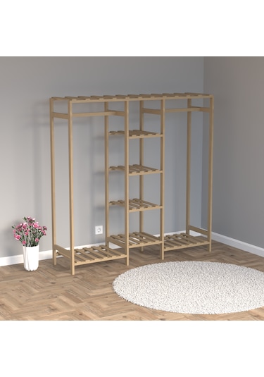 Ahşap Gardırop, Masif Ahşap Dolap, Açık Dolap, Gardırop 150x40x150 Ahşap