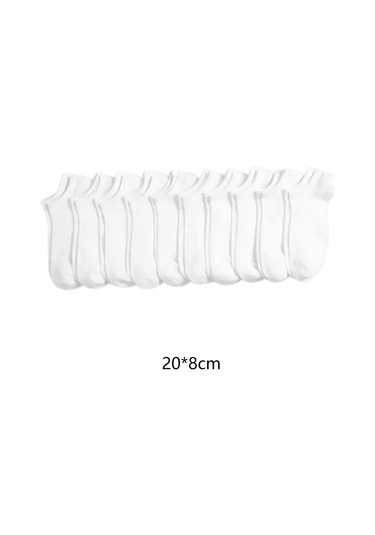 Suntek 10 Çift Ayak Bileği Çorap Erkekler/kadınlar Beyaz Beyaz