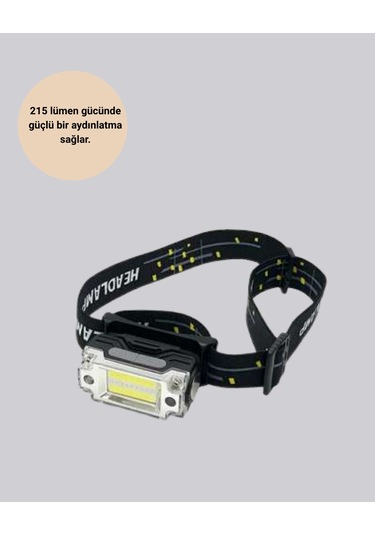 Kompakt Led Kafs Feneri Usb Şarjlı Manyetik 2 Işık Modlu 215 Lümen Siyah