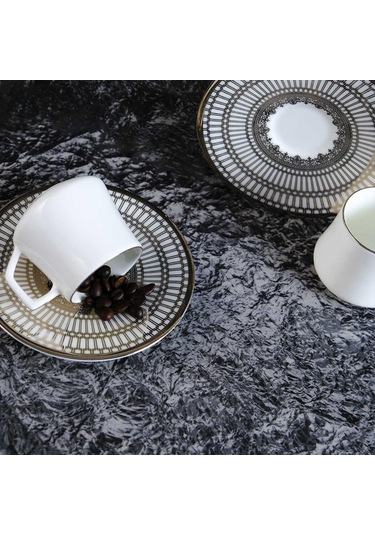 Evaliza Crown Platin 6 Kişilik Kahve Fincan Takımı 80 Ml 44199 renkli