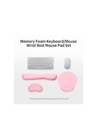 Ergonomik Hafızalı Köpük Klavye Bilek Desteği Mouse,pembe